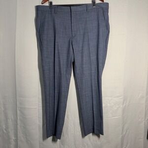 Billy London Dress Pants 38x32 (28) Light Blue Shark Slim Fit Stretch Trousers